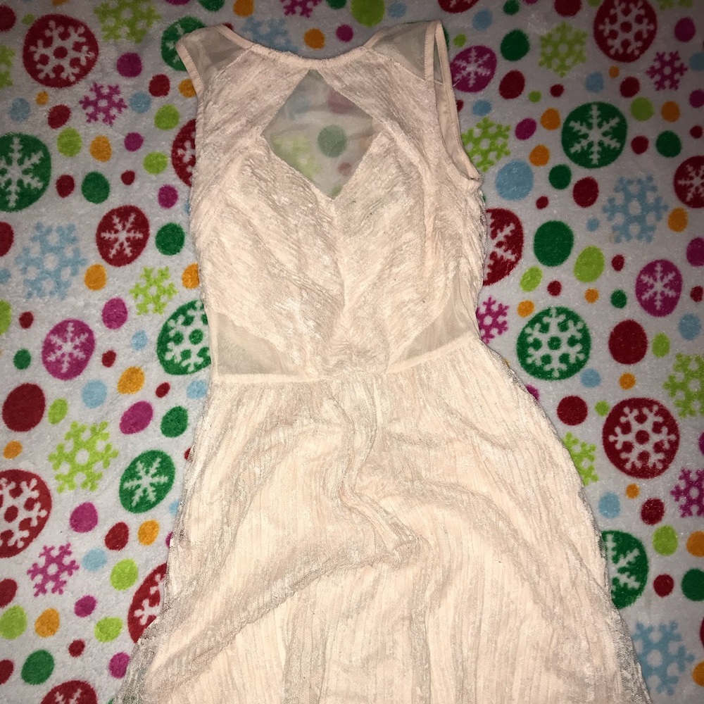 Baby pink party dress with mesh cut out